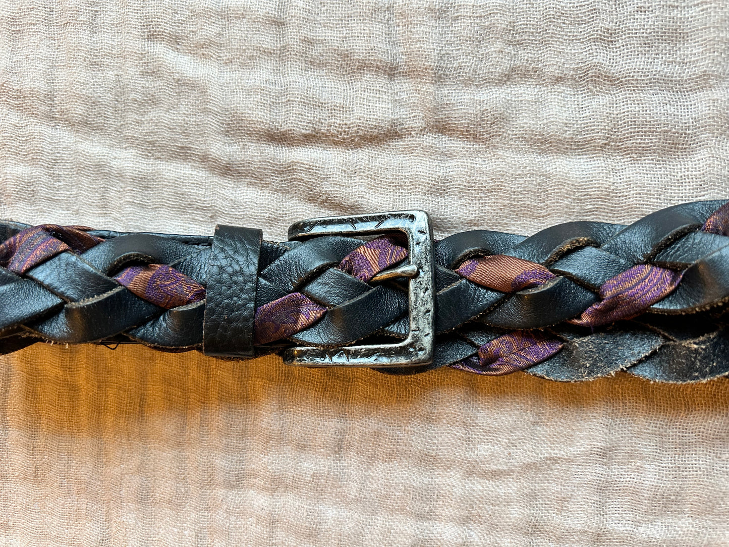 Ceinture tressée en cuir